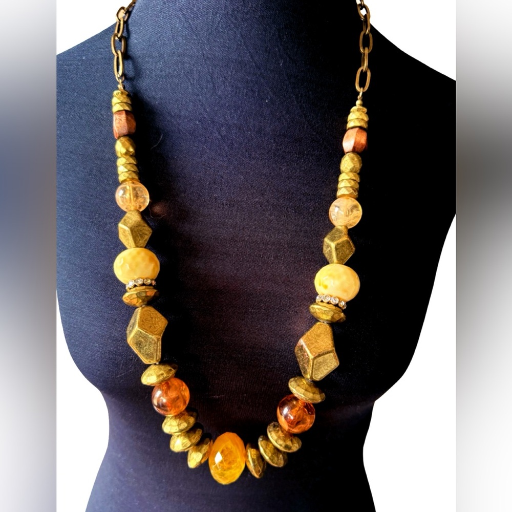 Vintage Chunky Statement Necklace Chain and Rhinestones